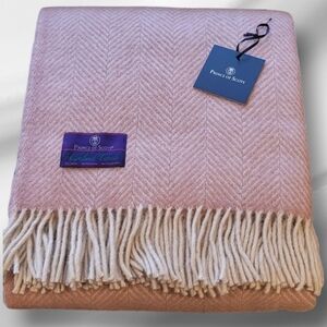 Prince of Scots Pure wool  Pink Herringbone Throw Blanket NEW
